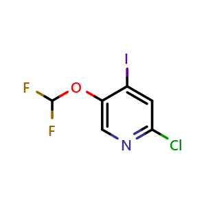 Chemical structure of 2-chloro-5-(difluoromethoxy)-4-iodopyridine , CAS 1984825-28-6, AChemBlock X214172