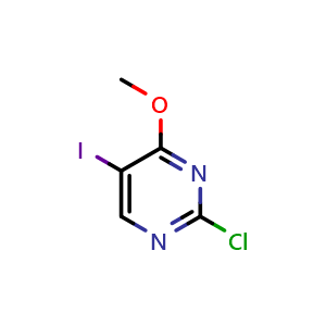 Chemical structure of 2-chloro-5-iodo-4-methoxypyrimidine , CAS 159585-16-7, AChemBlock X214178