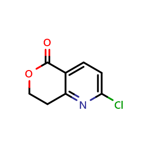 Chemical structure of 2-chloro-7,8-dihydro-5h-pyrano[4,3-b]pyridin-5-one , CAS 2673369-37-2, AChemBlock X214196