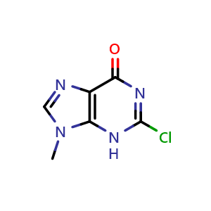 Chemical structure of 2-chloro-9-methyl-6,9-dihydro-3H-purin-6-one , CAS 36323-92-9, AChemBlock X214197