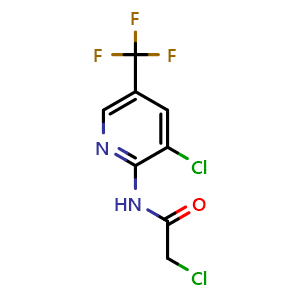 Chemical structure of 2-chloro-N-[3-chloro-5-(trifluoromethyl)pyridin-2-yl]acetamide , CAS 90931-30-9, AChemBlock X214206