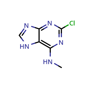Chemical structure of 2-chloro-N-methyl-7H-purin-6-amine , CAS 82499-02-3, AChemBlock X214207