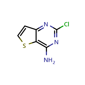 Chemical structure of 2-chlorothieno[3,2-d]pyrimidin-4-amine , CAS 16234-40-5, AChemBlock X214212