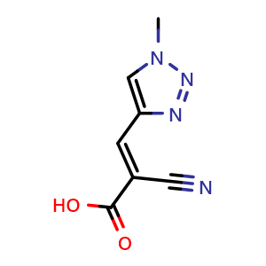 Chemical structure of 2-Cyano-3-(1-methyl-1H-1,2,3-triazol-4-yl)acrylic acid , CAS 1883190-87-1, AChemBlock X214214