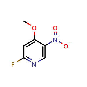 Chemical structure of 2-fluoro-4-methoxy-5-nitropyridine , CAS 1936090-04-8, AChemBlock X214241