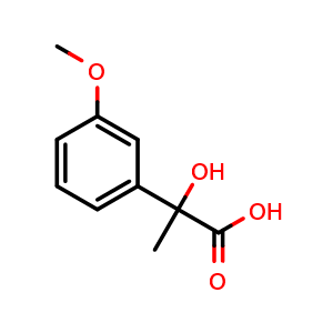 Chemical structure of 2-hydroxy-2-(3-methoxyphenyl)propanoic acid , CAS 162405-09-6, AChemBlock X214263