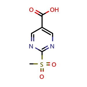 Chemical structure of 2-methanesulfonylpyrimidine-5-carboxylic acid , CAS 914208-17-6, AChemBlock X214278