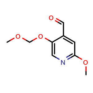 Chemical structure of 2-methoxy-5-(methoxymethoxy)pyridine-4-carbaldehyde , CAS 867267-27-4, AChemBlock X214282