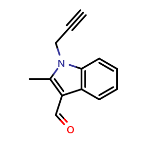 Chemical structure of 2-methyl-1-(2-propyn-1-yl)-1H-indole-3-carboxaldehyde , CAS 842973-82-4, AChemBlock X214289