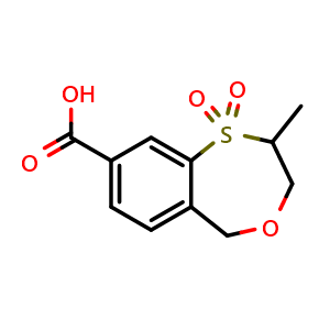 Chemical structure of 2-methyl-1,1-dioxo-3,5-dihydro-2H-4,1benzoxathiepine-8-carboxylic acid , CAS 2771132-64-8, AChemBlock X214290