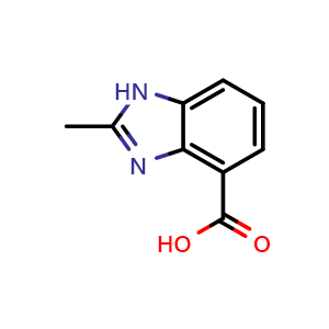 Chemical structure of 2-methyl-1H-benzo[d]imidazole-4-carboxylic acid , CAS 188106-94-7, AChemBlock X214293