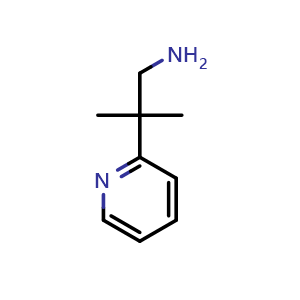 Chemical structure of 2-methyl-2-(pyridin-2-yl)propan-1-amine , CAS 199296-39-4, AChemBlock X214300