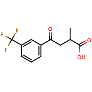 Chemical structure of 2-methyl-4-oxo-4-[3-(trifluoromethyl)phenyl]butanoic acid , CAS 66549-17-5, AChemBlock X214311