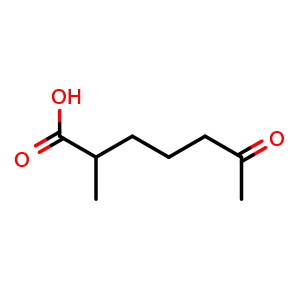 Chemical structure of 2-methyl-6-oxo-heptanoic acid , CAS 2570-68-5, AChemBlock X214318