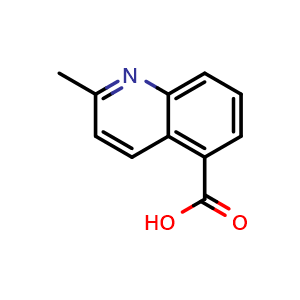 Chemical structure of 2-methylquinoline-5-carboxylic acid , CAS 634-39-9, AChemBlock X214326