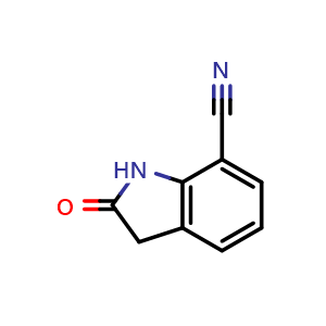 Chemical structure of 2-Oxo-2,3-dihydro-1H-indole-7-carbonitrile , CAS 380427-40-7, AChemBlock X214331