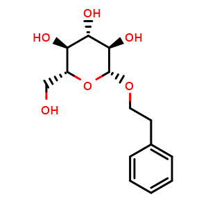 Chemical structure of 2-Phenylethyl-beta-glucopyranoside , CAS 18997-54-1, AChemBlock X214336