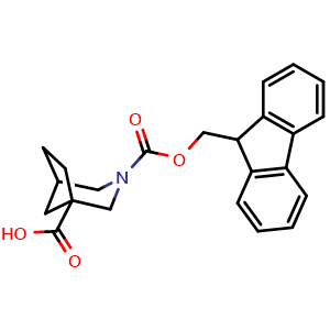 Chemical structure of 3-(((9H-fluoren-9-yl)methoxy)carbonyl)-3-azabicyclo[3.2.1]octane-1-carboxylic acid , CAS 1992953-24-8, AChemBlock X214348