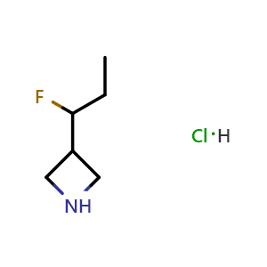 Chemical structure of 3-(1-fluoropropyl)azetidine hydrochloride , CAS 2940950-88-7, AChemBlock X214370