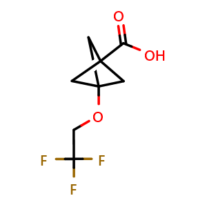 Chemical structure of 3-(2,2,2-Trifluoro-ethoxy)-bicyclo[1.1.1]pentane-1-carboxylic acid , CAS 3026713-47-0, AChemBlock X214380