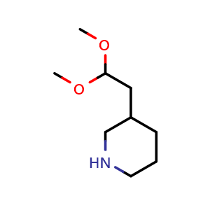 Chemical structure of 3-(2,2-dimethoxyethyl)piperidine , CAS 14309-67-2, AChemBlock X214383