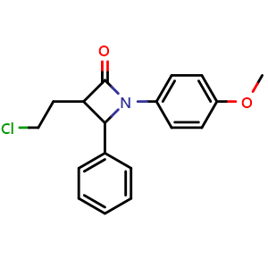 Chemical structure of 3-(2-chloroethyl)-1-(4-methoxyphenyl)-4-phenylazetidin-2-one , AChemBlock X214390