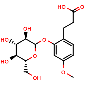Chemical structure of 3-(2-Glucosyloxy-4-methoxyphenyl)propanoic acid , CAS 477873-63-5, AChemBlock X214394