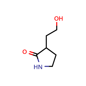 Chemical structure of 3-(2-hydroxyethyl)pyrrolidin-2-one , CAS 932-47-8, AChemBlock X214396