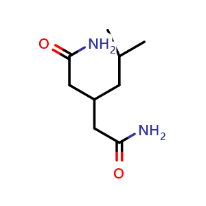 Chemical structure of 3-(2-methylpropyl)pentanediamide , CAS 1262340-21-5, AChemBlock X214399