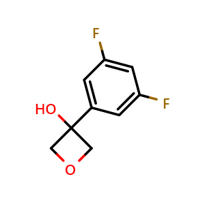 Chemical structure of 3-(3,5-difluorophenyl)oxetan-3-ol , CAS 1395281-64-7, AChemBlock X214404