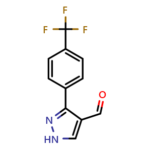 Chemical structure of 3-(4-(trifluoromethyl)phenyl)-1h-pyrazole-4-carbaldehyde , CAS 306936-65-2, AChemBlock X214410