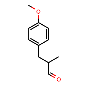 Chemical structure of 3-(4-methoxyphenyl)-2-methylpropanal , CAS 5462-06-6, AChemBlock X214417