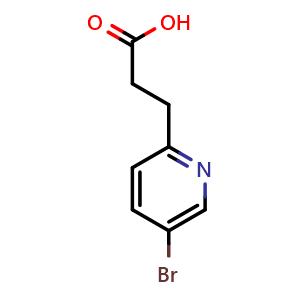 Chemical structure of 3-(5-bromopyridin-2-yl)propanoic acid , CAS 1021938-97-5, AChemBlock X214422
