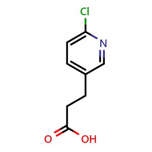 Chemical structure of 3-(6-chloro-3-pyridyl)propanoic acid , CAS 117528-23-1, AChemBlock X214427