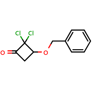 Chemical structure of 3-(benzyloxy)-2,2-dichlorocyclobutan-1-one , CAS 1263284-74-7, AChemBlock X214434