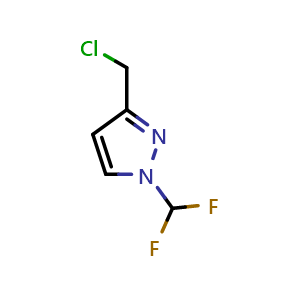 Chemical structure of 3-(chloromethyl)-1-(difluoromethyl)-1H-pyrazole , CAS 1260659-01-5, AChemBlock X214441