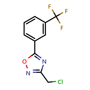 Chemical structure of 3-(chloromethyl)-5-[3-(trifluoromethyl)phenyl]-1,2,4-oxadiazole , CAS 175205-63-7, AChemBlock X214443