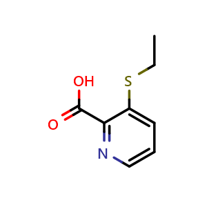Chemical structure of 3-(ethylsulfanyl)pyridine-2-carboxylic acid , CAS 14440-97-2, AChemBlock X214454