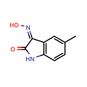 Chemical structure of 3-(hydroxyimino)-5-methyl-2,3-dihydro-1H-indol-2-one , CAS 13208-98-5, AChemBlock X214455
