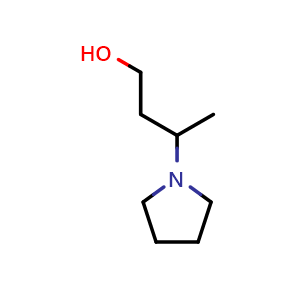 Chemical structure of 3-(pyrrolidin-1-yl)butan-1-ol , CAS 158261-95-1, AChemBlock X214468