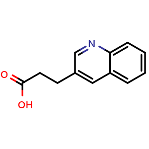 Chemical structure of 3-(quinolin-3-yl)propanoic acid , CAS 67752-28-7, AChemBlock X214470