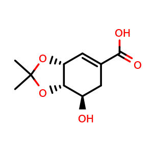 Chemical structure of 3,4-O-Isopropylidene shikimic acid , CAS 183075-03-8, AChemBlock X214508