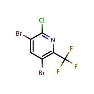 Chemical structure of 3,5-dibromo-2-chloro-6-(trifluoromethyl)pyridine , CAS 1845716-91-7, AChemBlock X214518