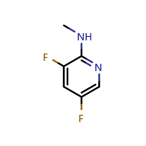 Chemical structure of 3,5-difluoro-N-methylpyridin-2-amine , CAS 1314974-90-7, AChemBlock X214526