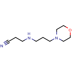 Chemical structure of 3-[(3-morpholinopropyl)amino]propionitrile , CAS 102440-39-1, AChemBlock X214549