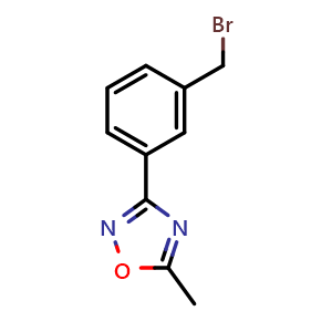 Chemical structure of 3-[3-(bromomethyl)phenyl]-5-methyl-1,2,4-oxadiazole , CAS 253273-90-4, AChemBlock X214556