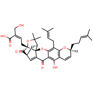 Chemical structure of 30-Hydroxygambogic acid , CAS 881027-36-7, AChemBlock X214562
