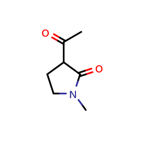 Chemical structure of 3-acetyl-1-methylpyrrolidin-2-one , CAS 60044-08-8, AChemBlock X214567