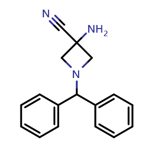 Chemical structure of 3-amino-1-benzhydryl-azetidine-3-carbonitrile , CAS 162685-45-2, AChemBlock X214572