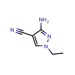 Chemical structure of 3-amino-1-ethyl-1H-pyrazole-4-carbonitrile , CAS 122799-95-5, AChemBlock X214573